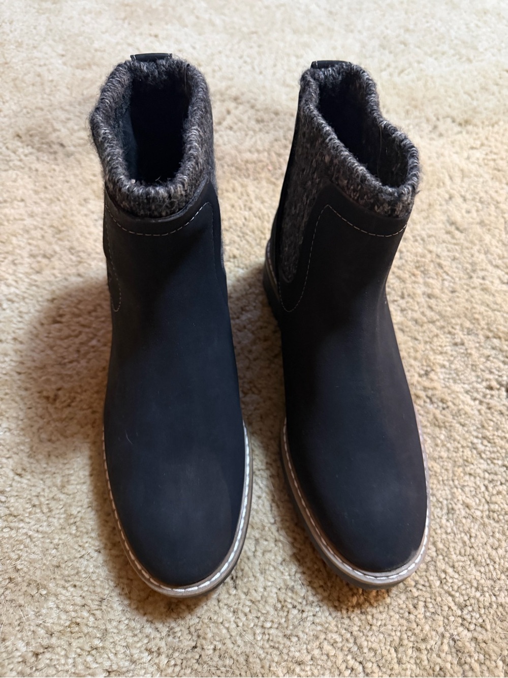 St. John's Bay Black Ankle Booties with Knit Cuff - Picture 2 of 5